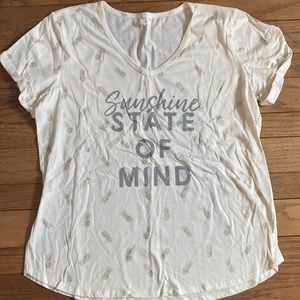 Sunshine state of mind t/shirt with gold pineapples all over
